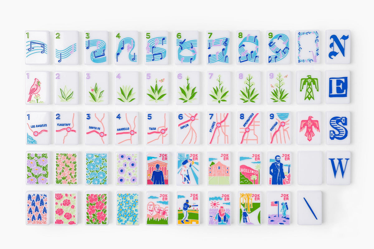 The Americana Line: Crisp White Mahjong Tiles