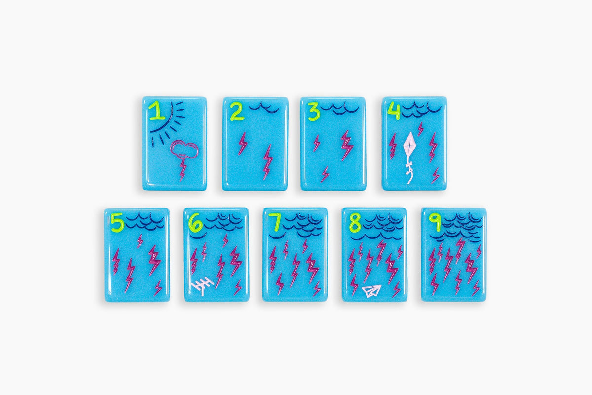 The Cheeky Line: Electric Blue Mahjong Tiles