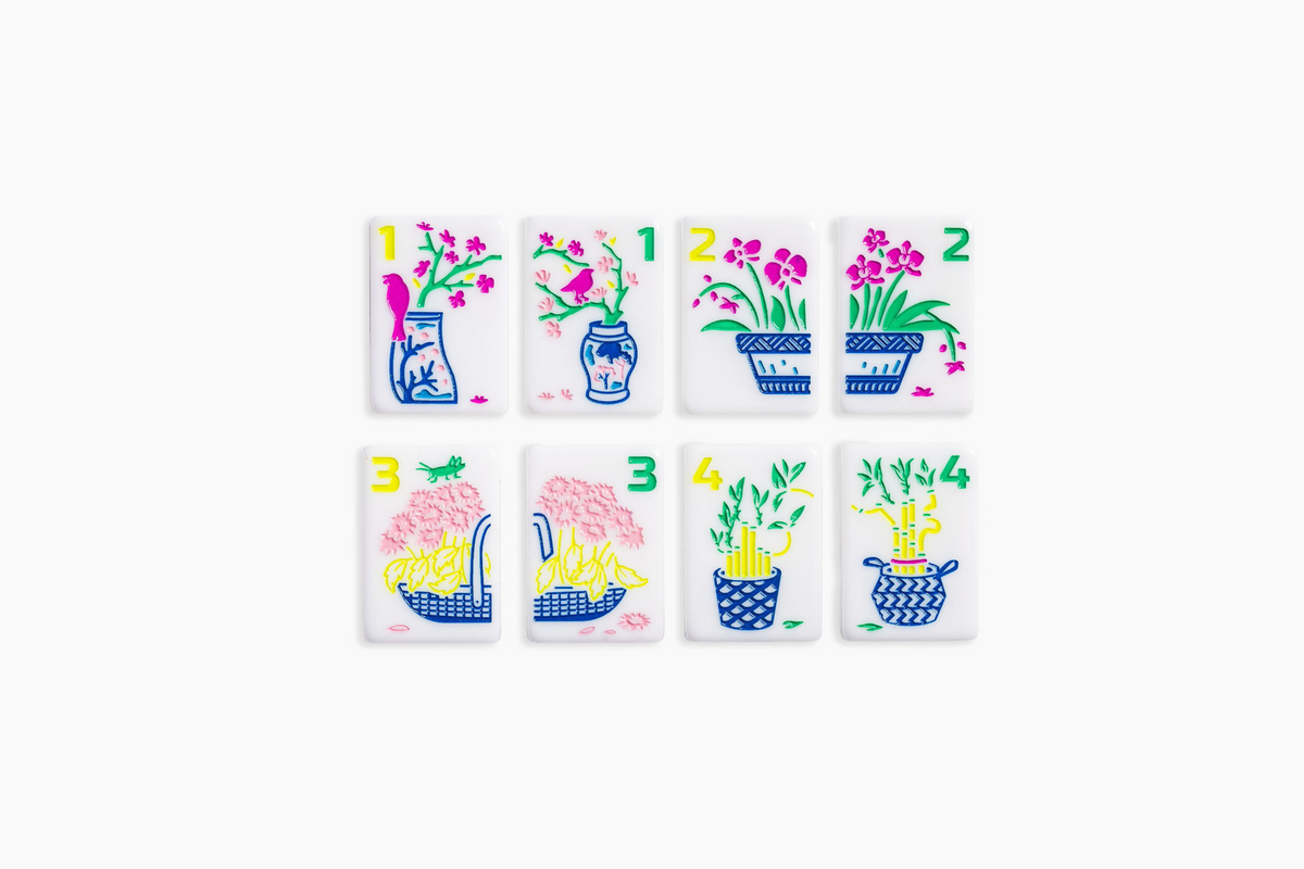 The Classic Line: Crisp White Mahjong Tiles