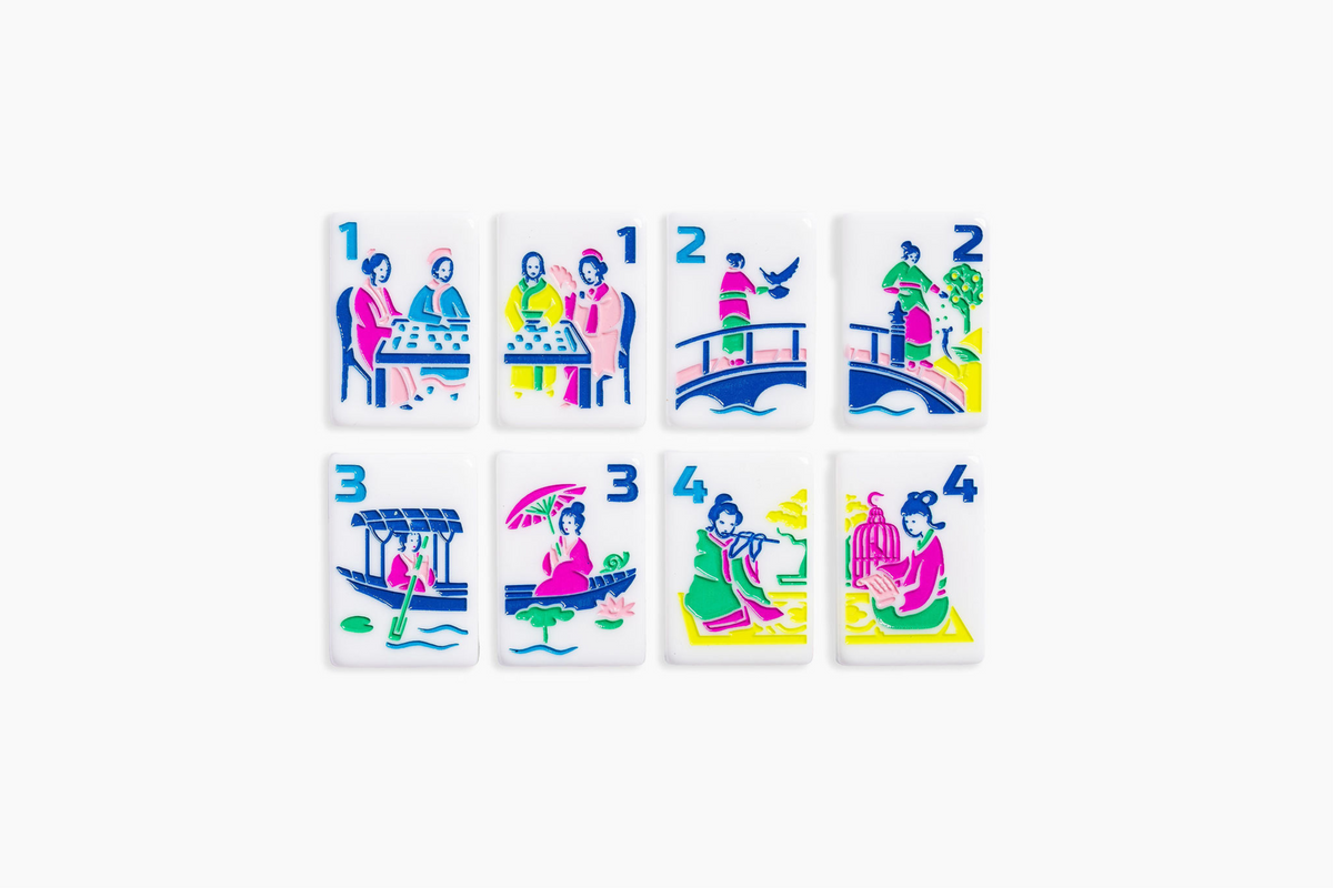 The Classic Line: Crisp White Mahjong Tiles