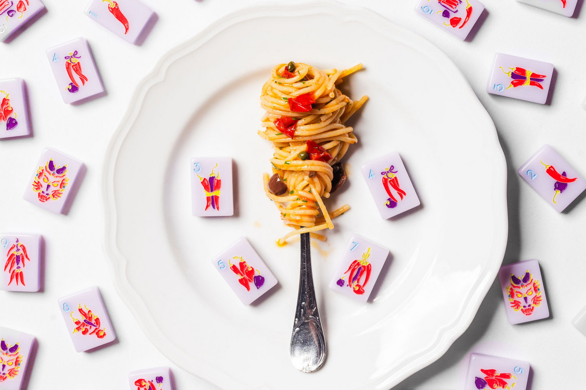 The Foodie Line: Lilac Mahjong Tiles