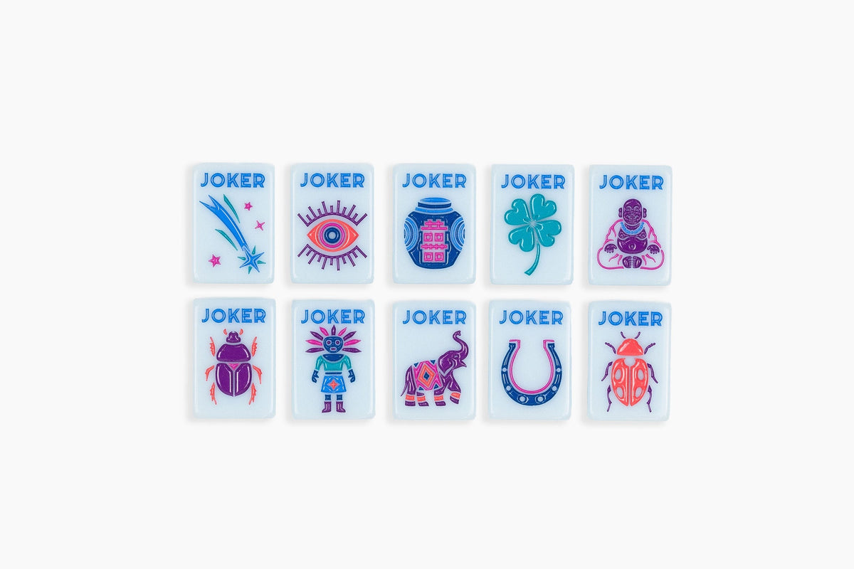 The Lucky Line: Cornflower Blue Mahjong Tiles