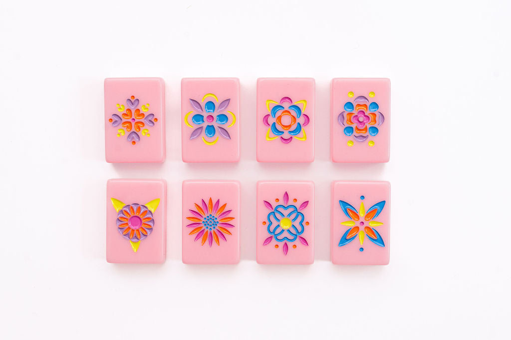 The Minimal Line: Petal Pink Mahjong Tiles