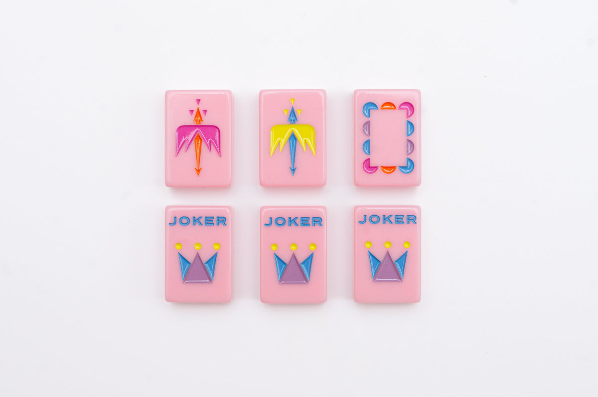 The Minimal Line: Petal Pink Mahjong Tiles