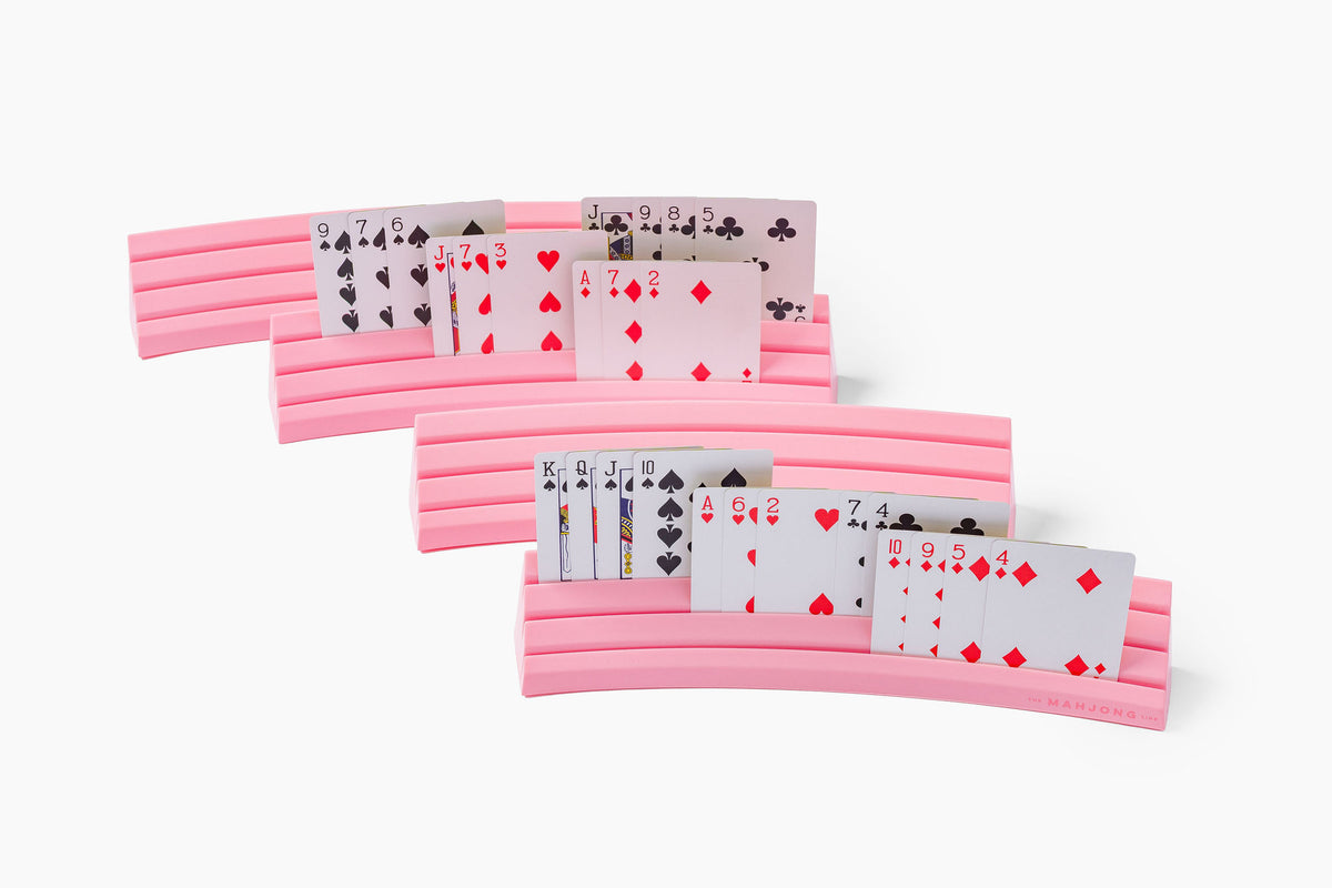 Stackable Plastic Playing Card Racks: Set of 4 with drawstring bag