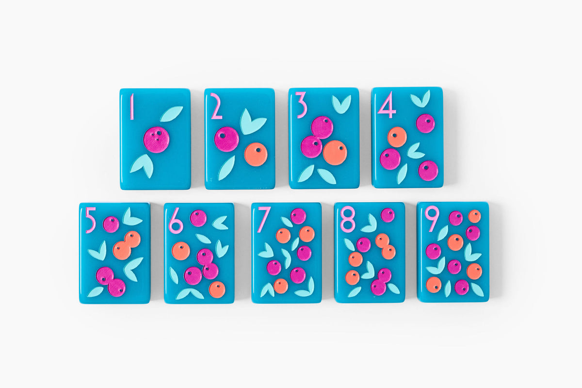 The Botanical Line: Deep Teal Mahjong Tiles