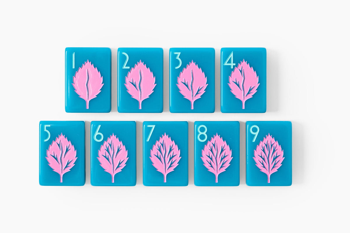 The Botanical Line: Deep Teal Mahjong Tiles