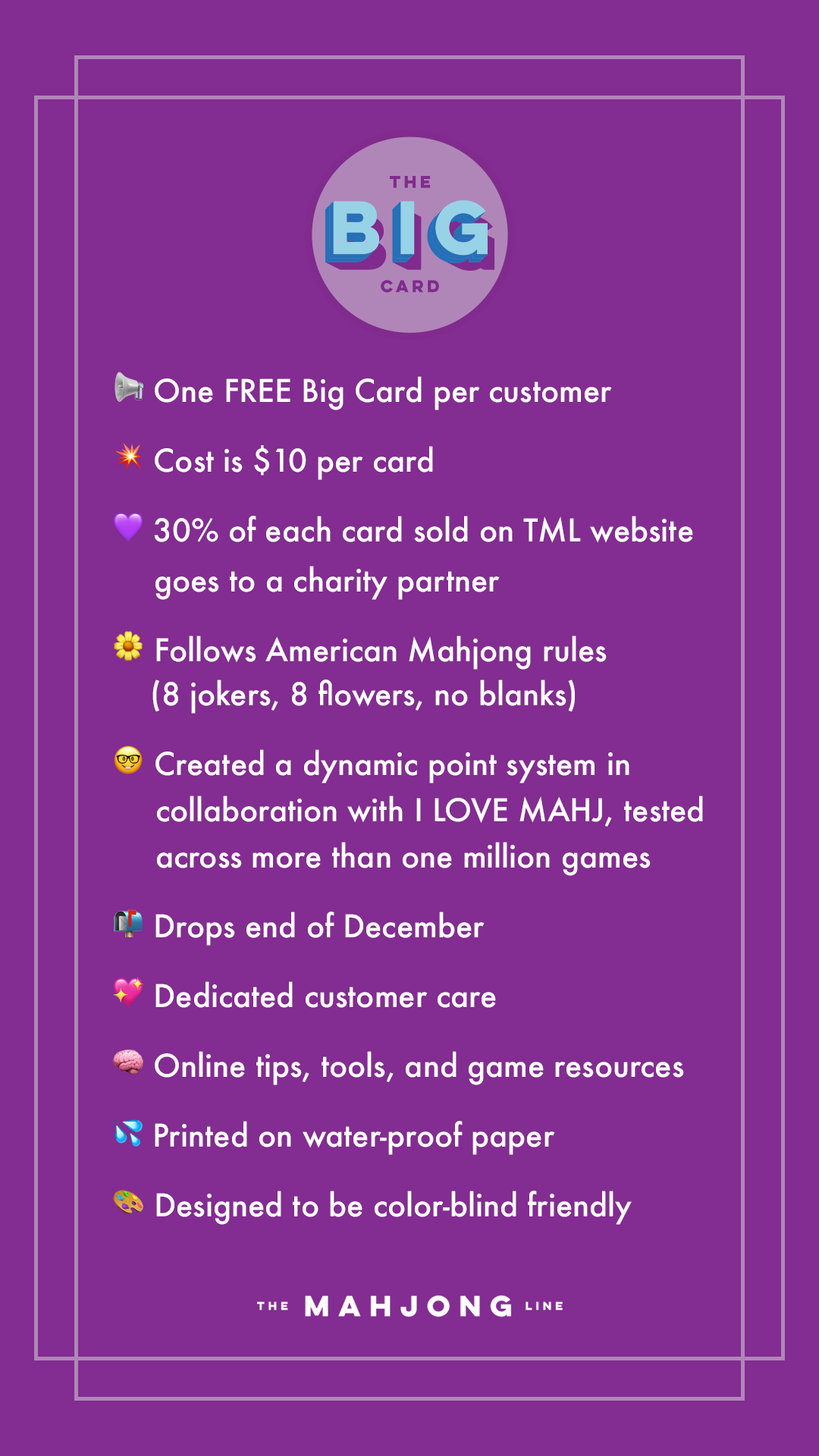 The Big Card 2026: American Mahjong Playing Card