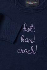 TML x Lingua Franca Maxine Navy Sweater - Dot, Bam, Crack