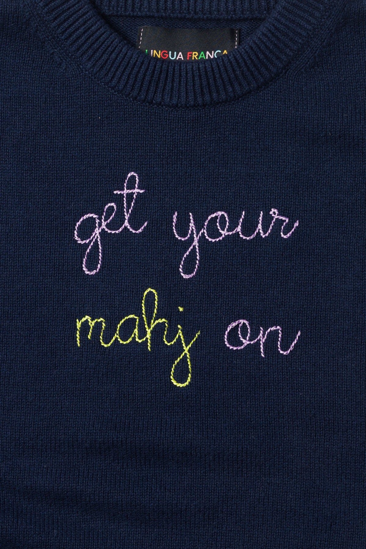 TML x Lingua Franca Maxine Navy Sweater - Get Your Mahj On