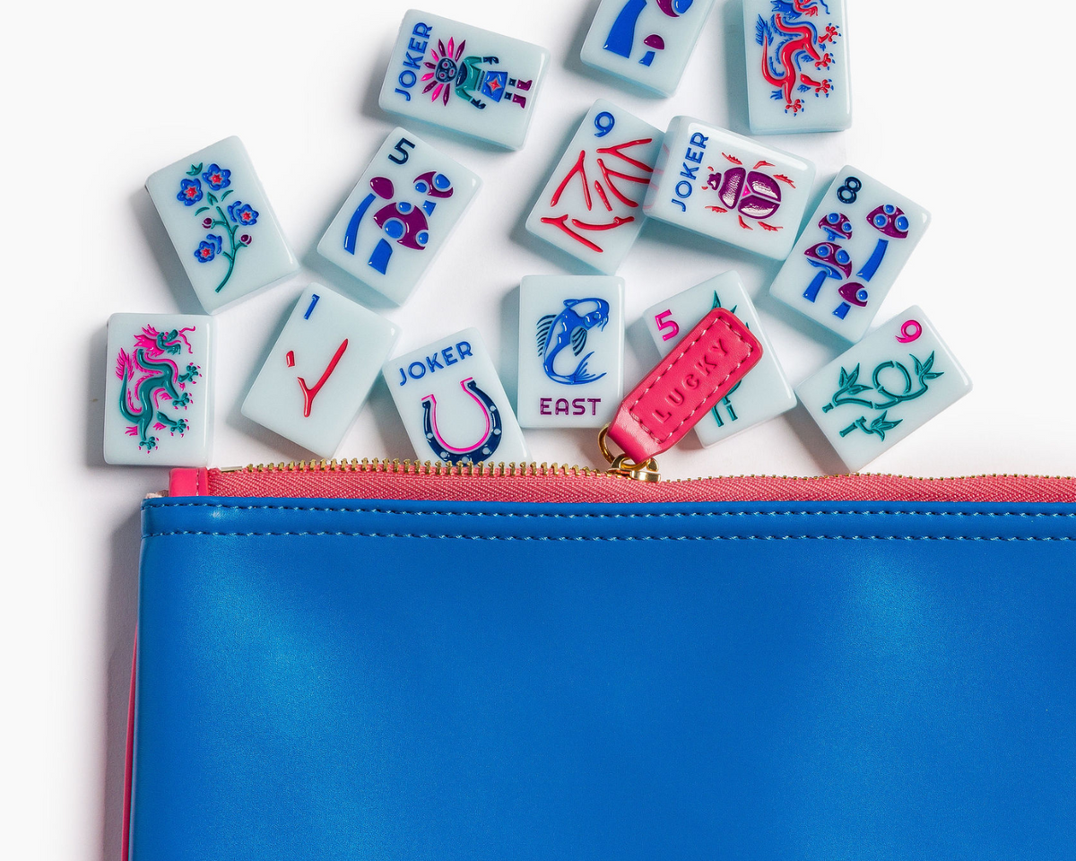 The Lucky Line: Cornflower Blue Mahjong Tiles