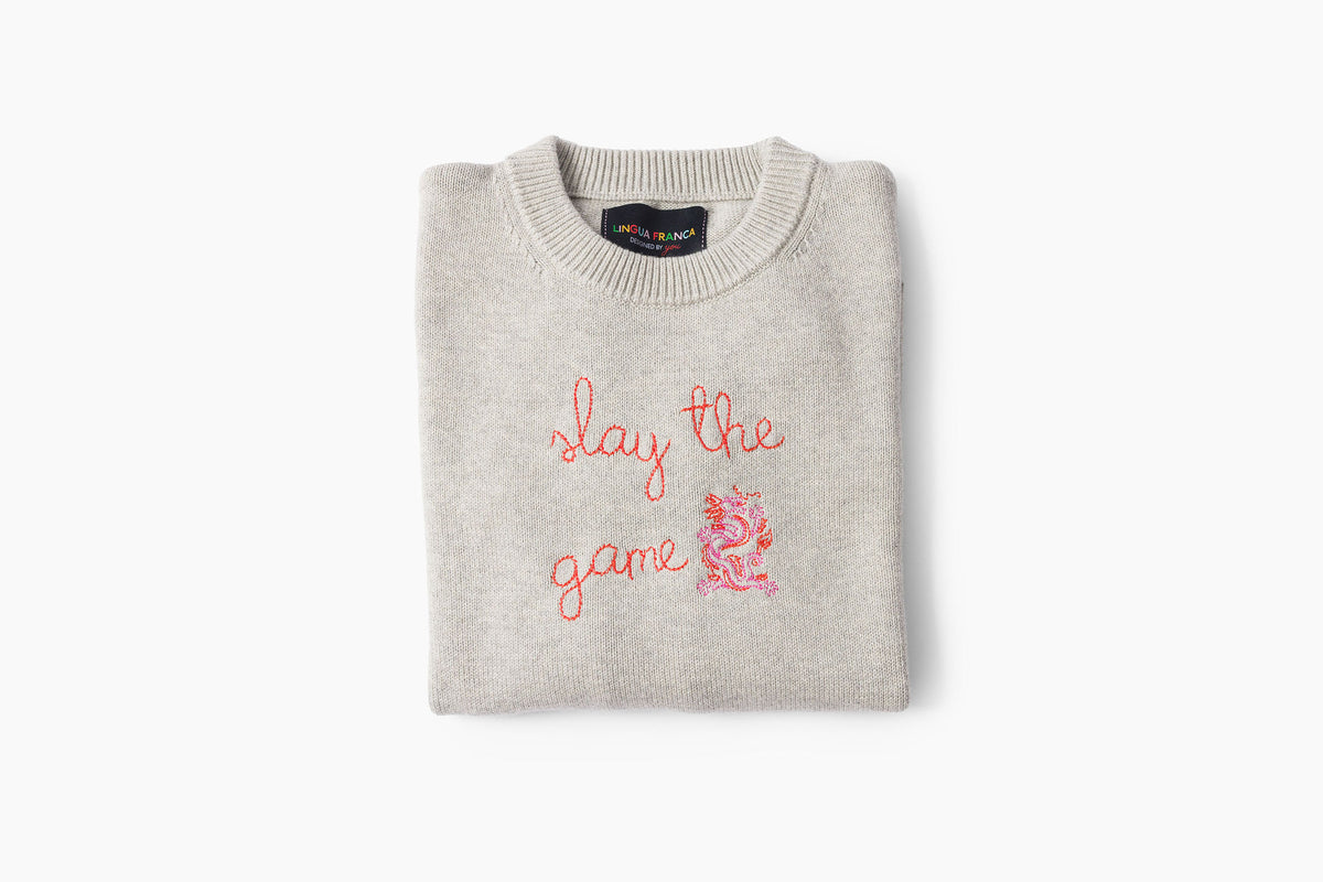 TML x Lingua Franca Maxine Grey Sweater - Slay The Game