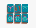 American Mahjong Tile Set to play the game of mahjong. Custom mahjong dragons & jokers tiles is from the botanical line featured in a deep teal.