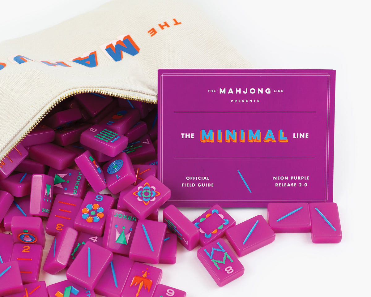 The Minimal Line: Neon Purple 2.0 Mahjong Tiles