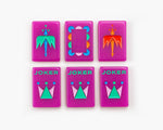 The Minimal Line Neon Purple color way featuring the dragons and jokers in an American Mahjong Tiles.