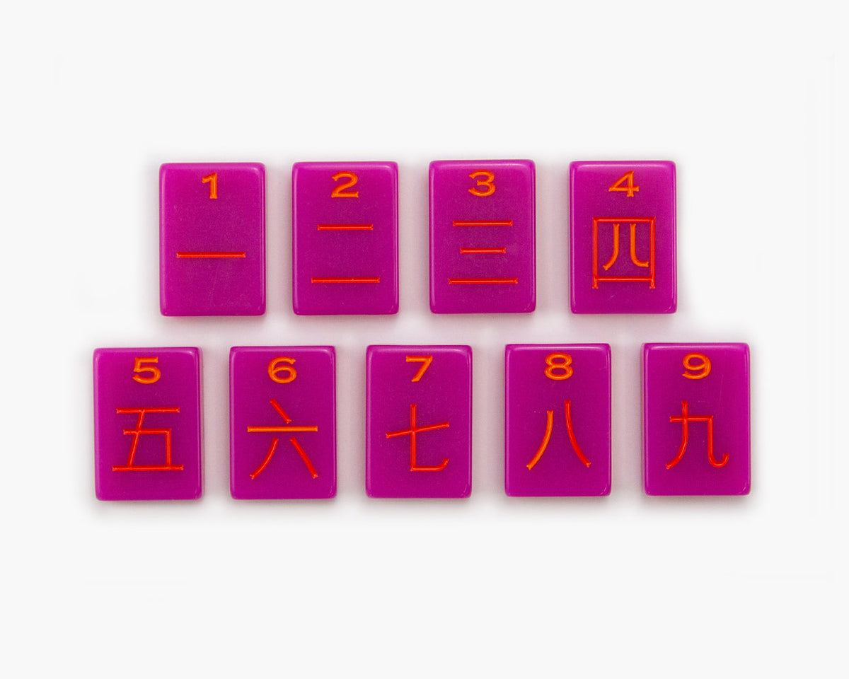 The Minimal Line Neon Purple color way featuring the cracks in an American Mahjong Tiles.