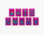 The Minimal Line Neon Purple color way featuring the bams in an American Mahjong Tiles.