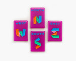 The Minimal Line Neon Purple color way featuring the winds in an American Mahjong Tiles.