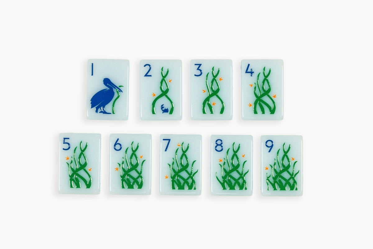The Ocean Line: Barely Blue Mahjong Tiles