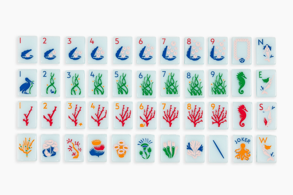The Ocean Line: Barely Blue Mahjong Tiles
