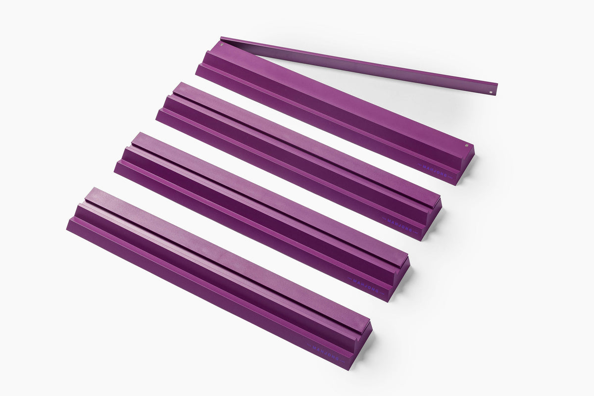 Stackable Plastic Mahjong Rack and Pusher: Set of 4 with drawstring bag