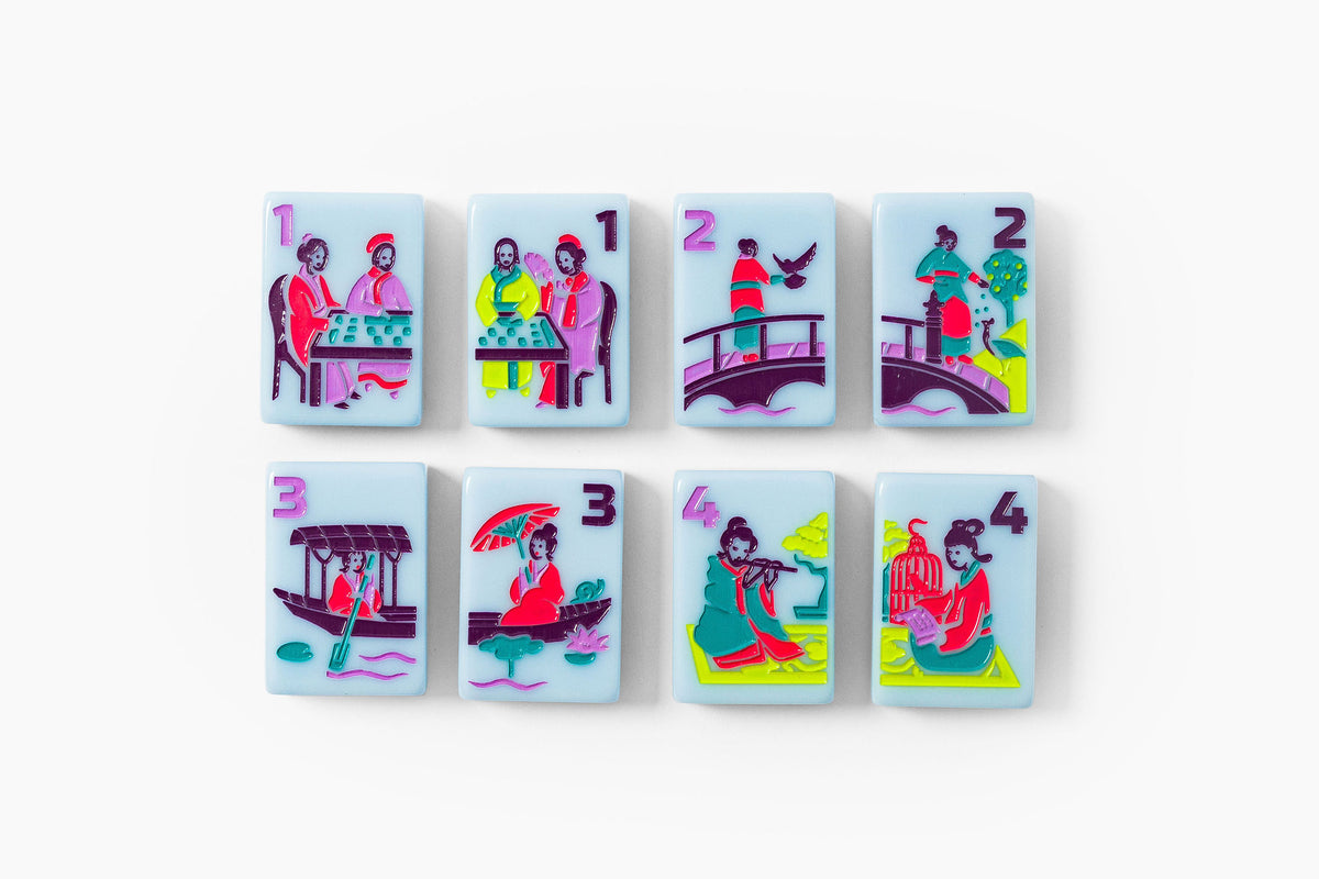 The Classic Line: Cornflower Blue Mahjong Tiles
