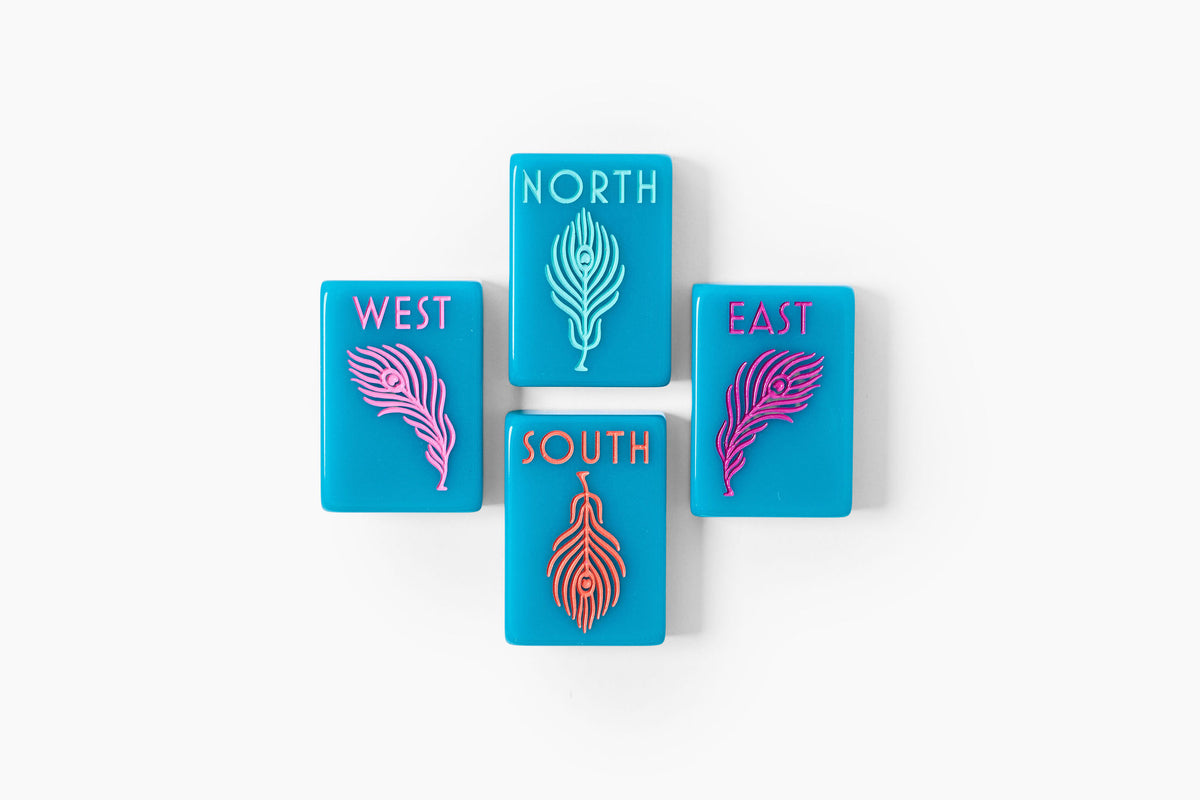The Botanical Line: Deep Teal Mahjong Tiles