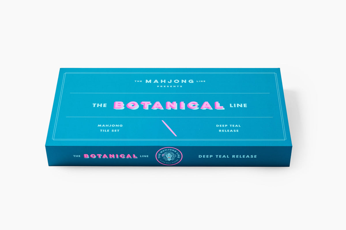 The Botanical Line: Deep Teal Mahjong Tiles