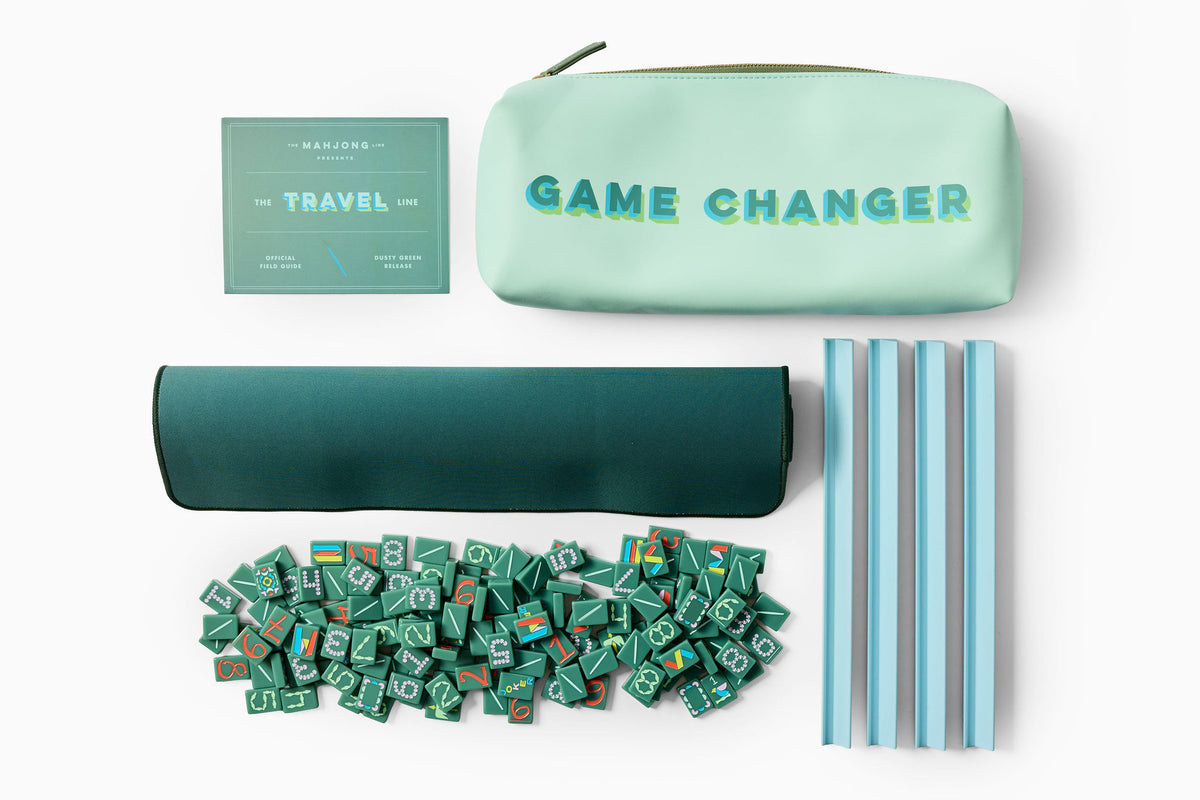 Travel Mahjong Set: Dusty Green