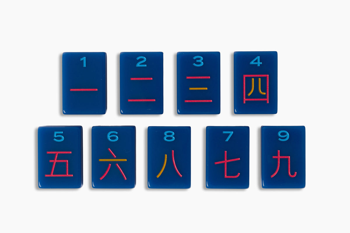 The Minimal Line: Admiral Blue Mahjong Tiles