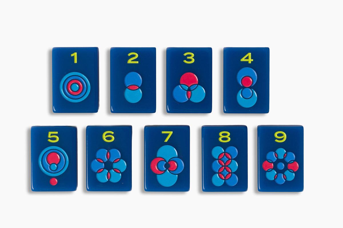 The Minimal Line: Admiral Blue Mahjong Tiles