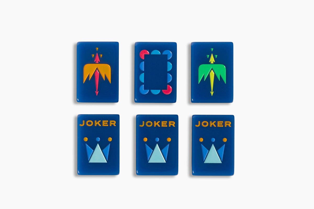 The Minimal Line: Admiral Blue Mahjong Tiles
