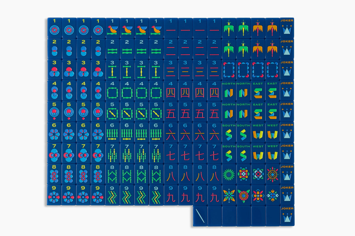 The Minimal Line: Admiral Blue Mahjong Tiles