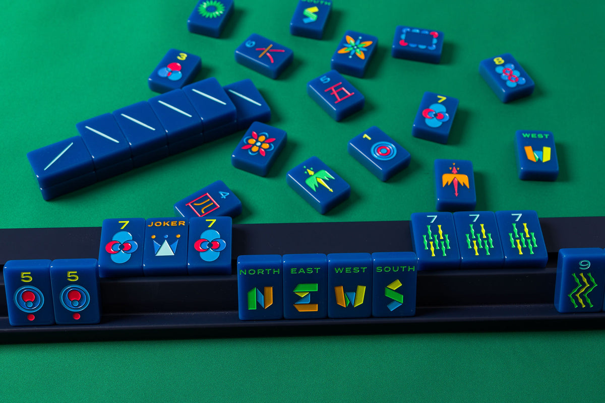 The Minimal Line: Admiral Blue Mahjong Tiles
