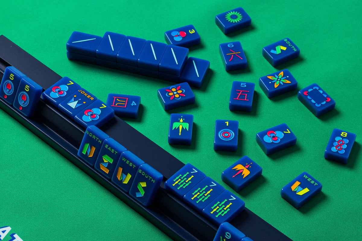 The Minimal Line: Admiral Blue Mahjong Tiles