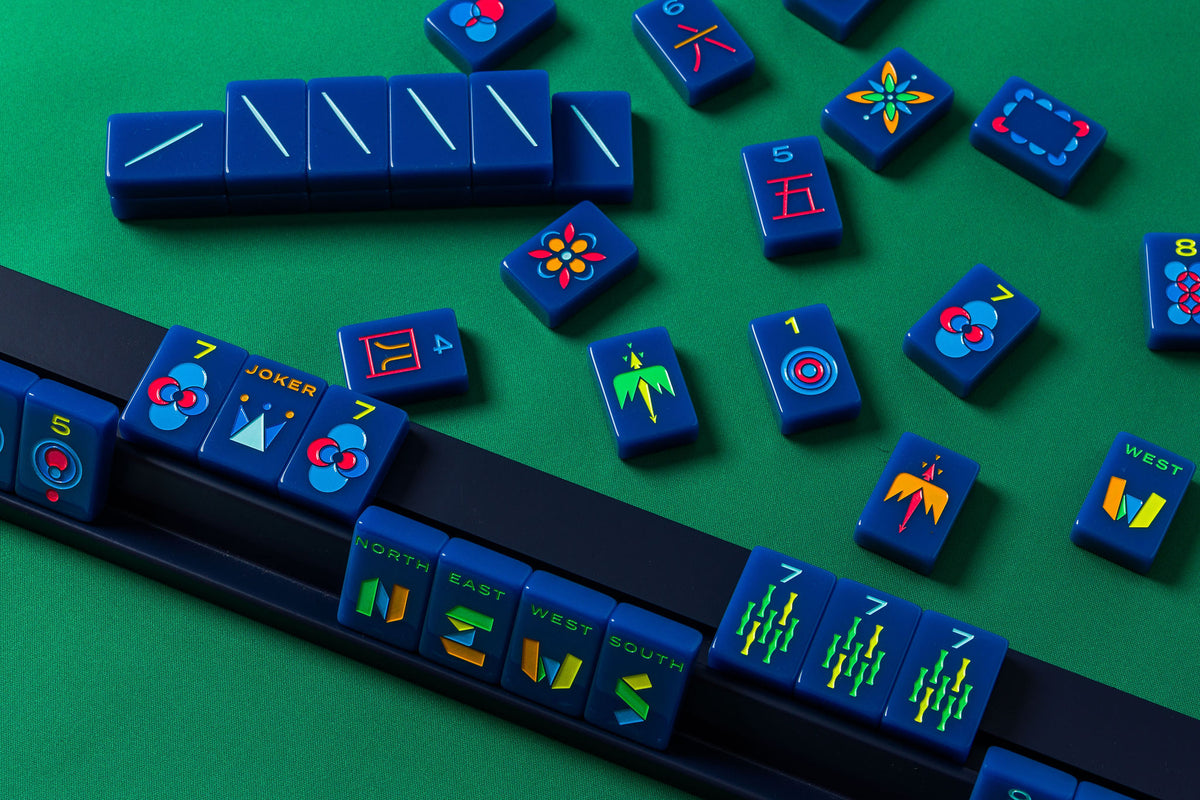The Minimal Line: Admiral Blue Mahjong Tiles
