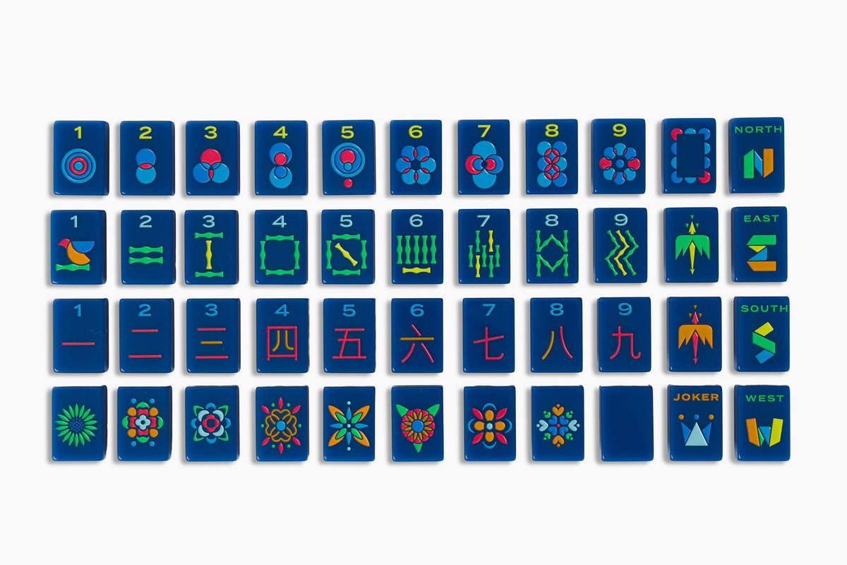 The Minimal Line: Admiral Blue Mahjong Tiles