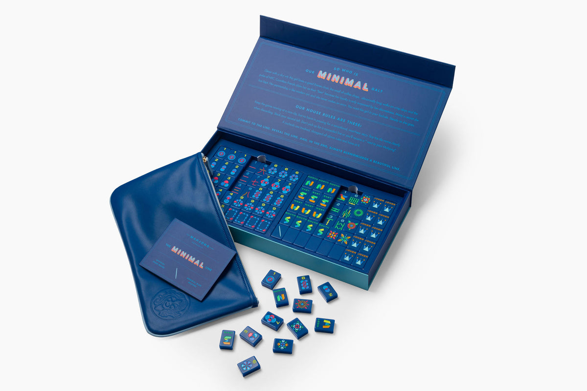 The Minimal Line: Admiral Blue Mahjong Tiles