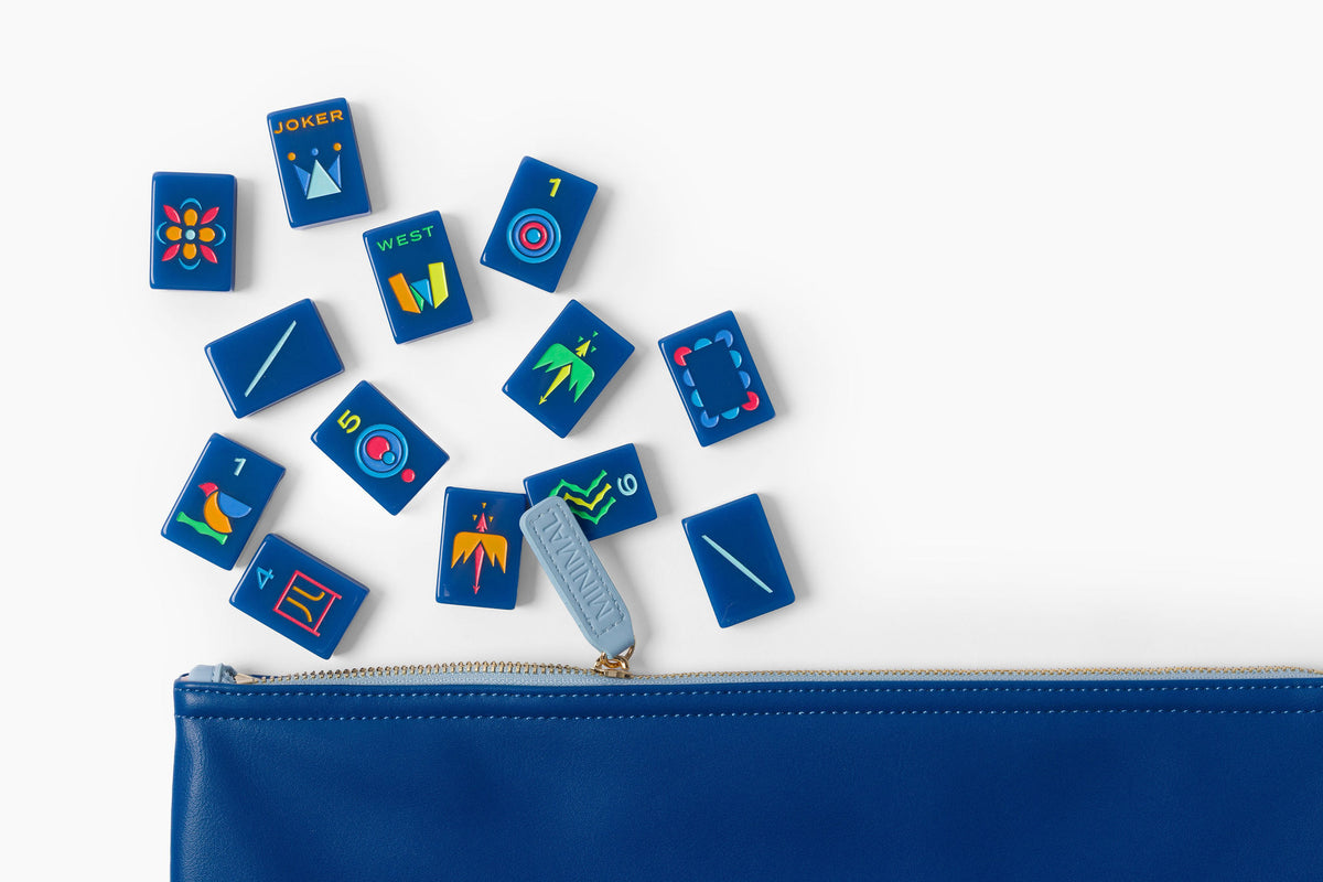 The Minimal Line: Admiral Blue Mahjong Tiles
