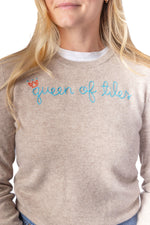 TML x Lingua Franca Oatmeal Cashmere Crewneck - Queen of Tiles