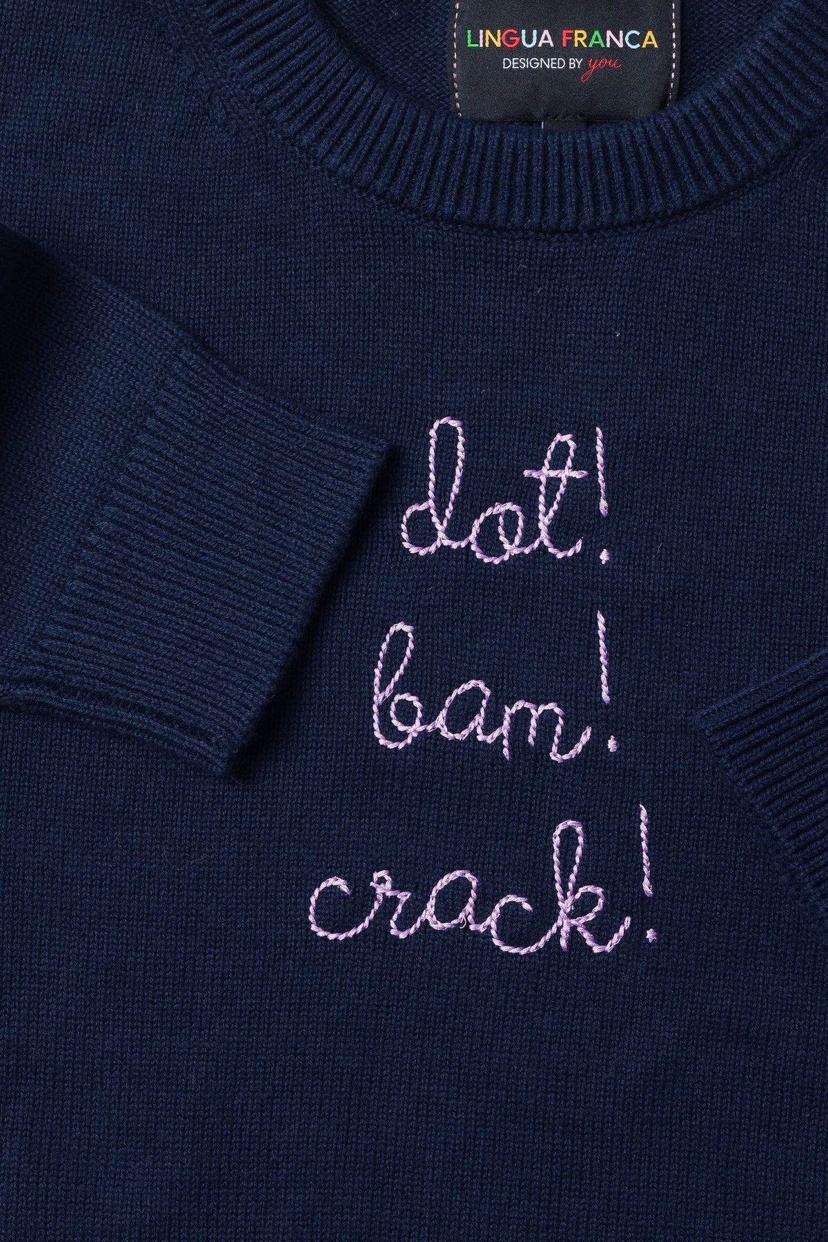 TML x Lingua Franca Maxine Navy Sweater - Dot, Bam, Crack