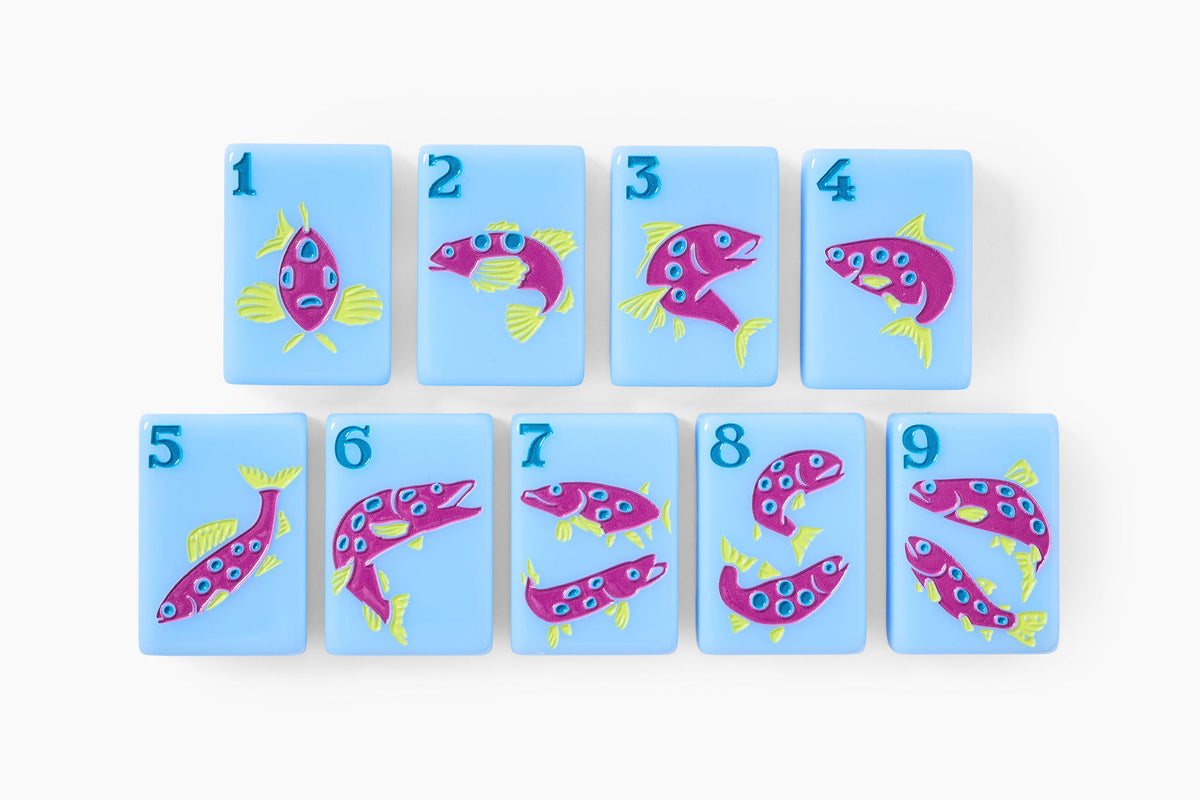 The Mountain Line: Sky Blue Mahjong Tiles