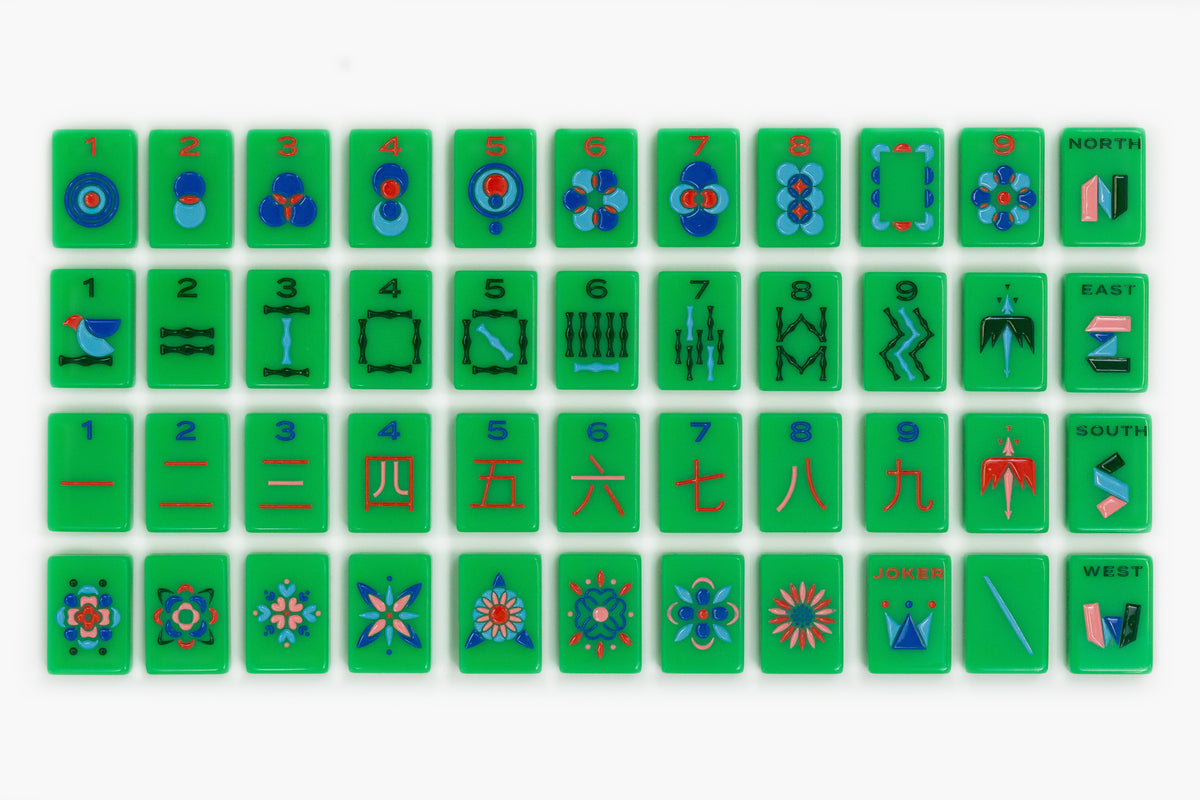 Family Game Night Japanese Riichi Mahjong Set - Large White And Green ...
